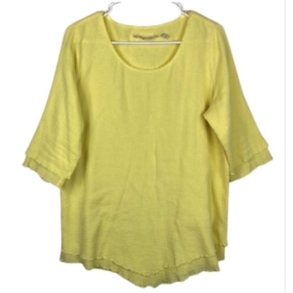 Soft Surroundings Tops - Soft Surroundings Siesta Key Tunic Top Size Medium Yellow Gauze Cotton